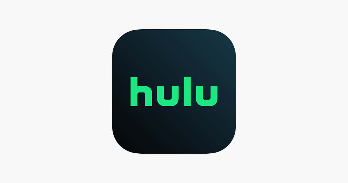 以 Hulu 掌控您的觀賞體驗 壁紙 — 一個時尚的深色應用程式圖標，在極簡白色背景中央帶有發光的綠色 hulu 文字。
