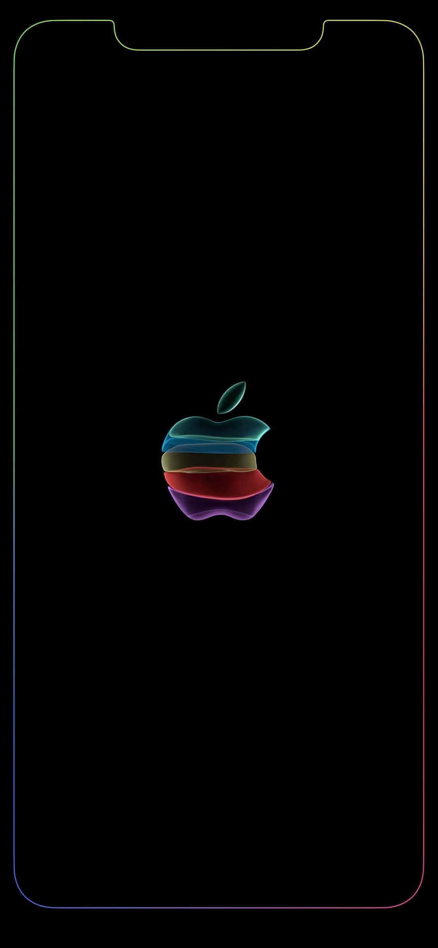 iPhone屏幕顯示彩色Apple標誌，帶有彩虹邊框。