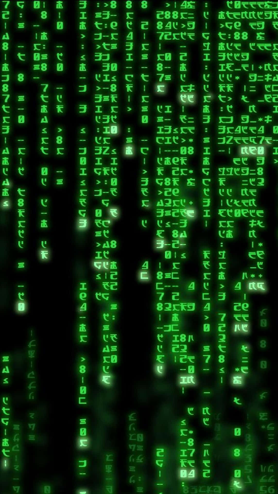 綠色數碼代碼以 Matrix 風格的數碼雨效果落下。