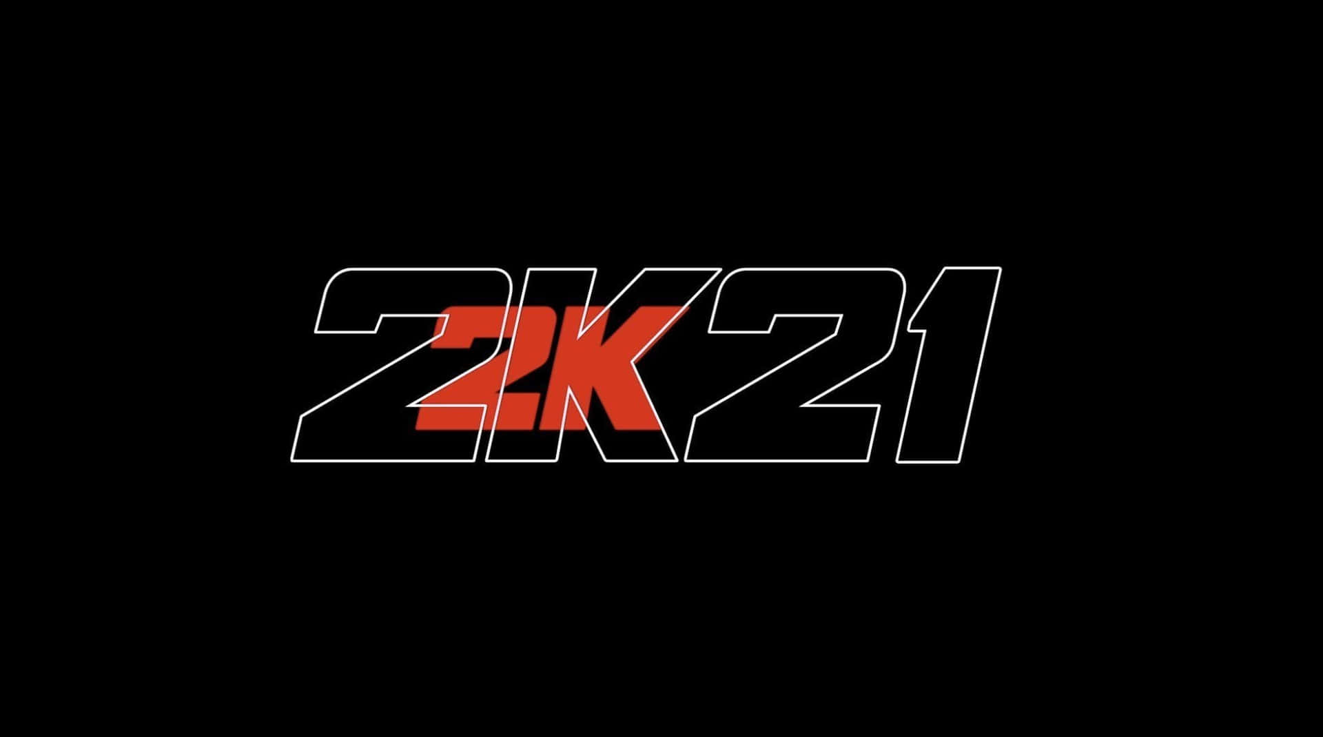 黑色背景上紅色和白色的 2K21 電玩遊戲標誌