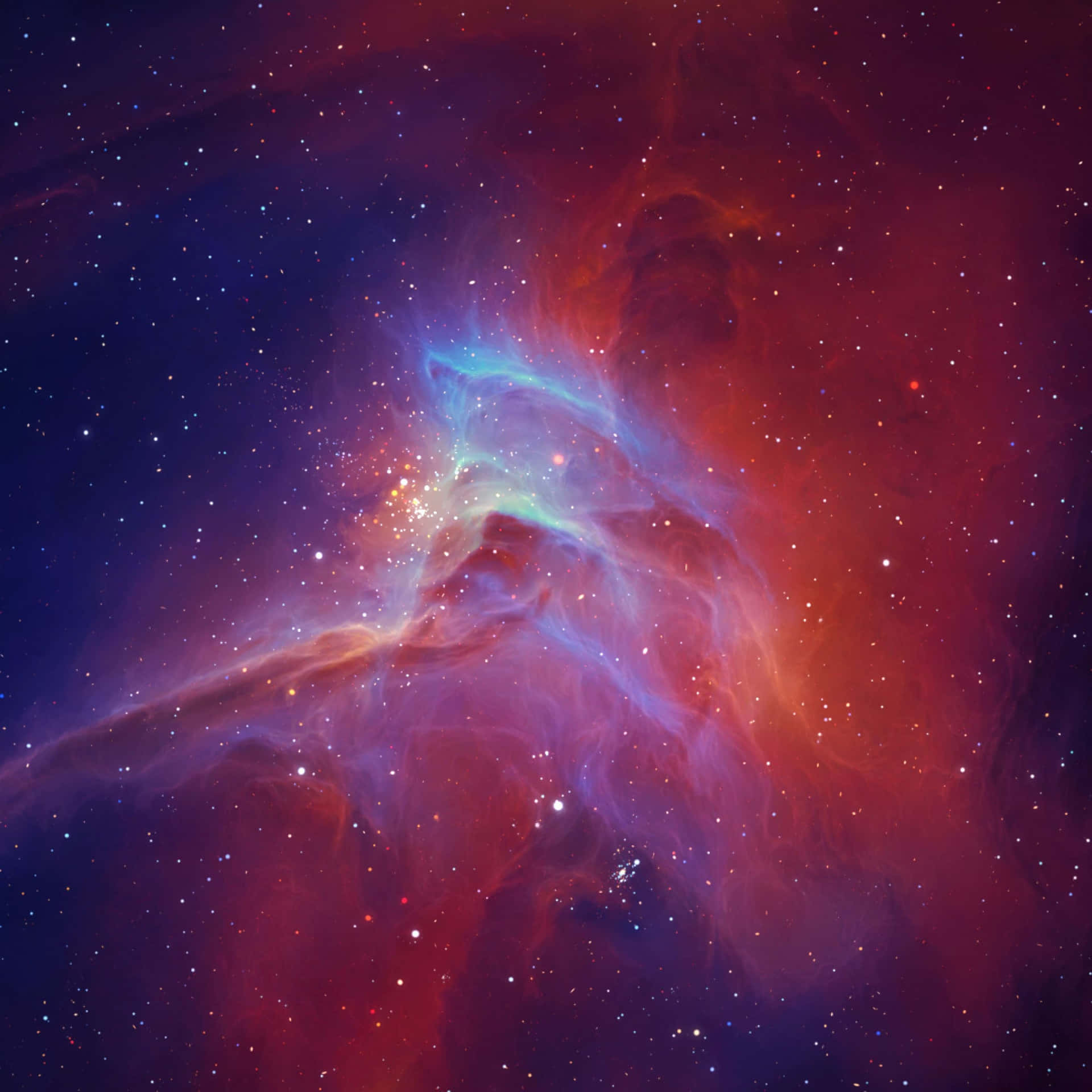 深空中帶有發光氣體和星星的彩色星雲