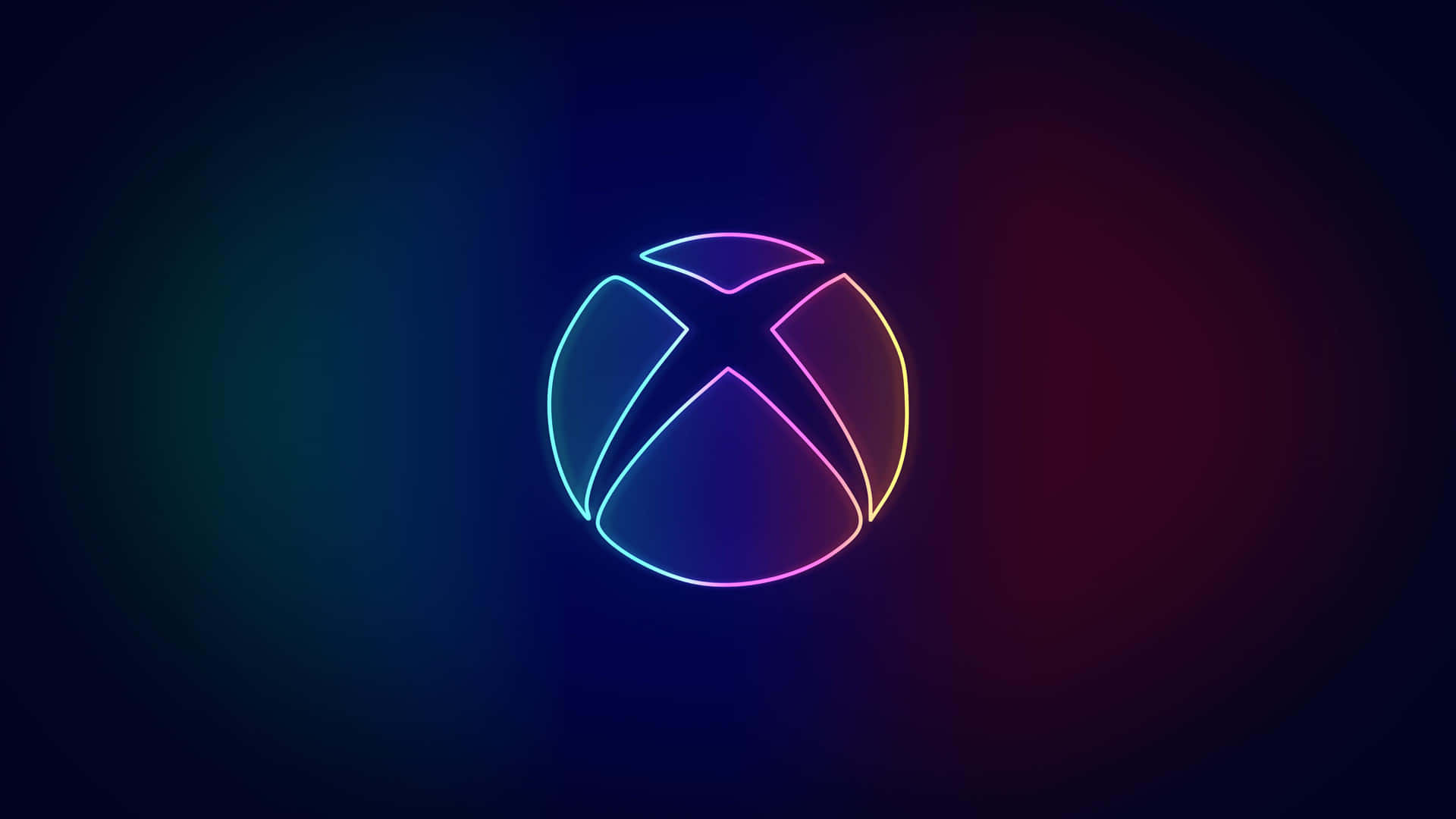 深色漸變背景上帶有霓虹色彩的發光Xbox標誌