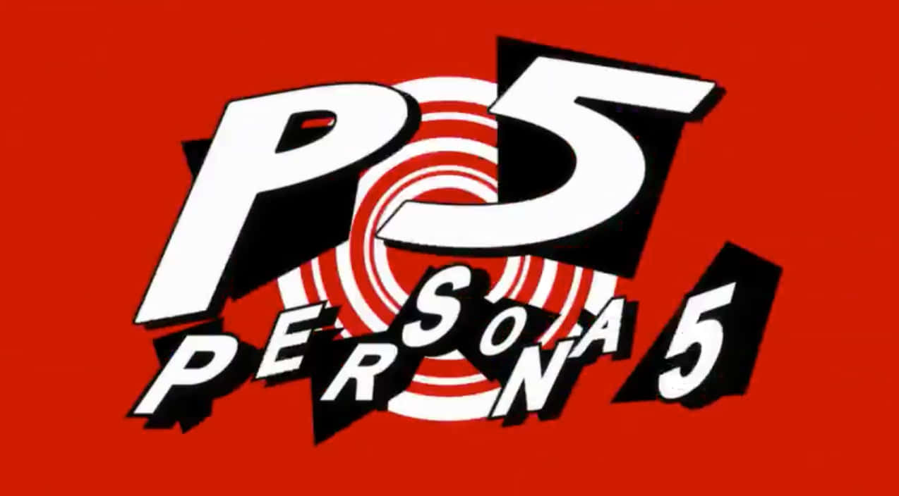 Persona 5 電子遊戲標誌，帶有紅色螺旋背景。
