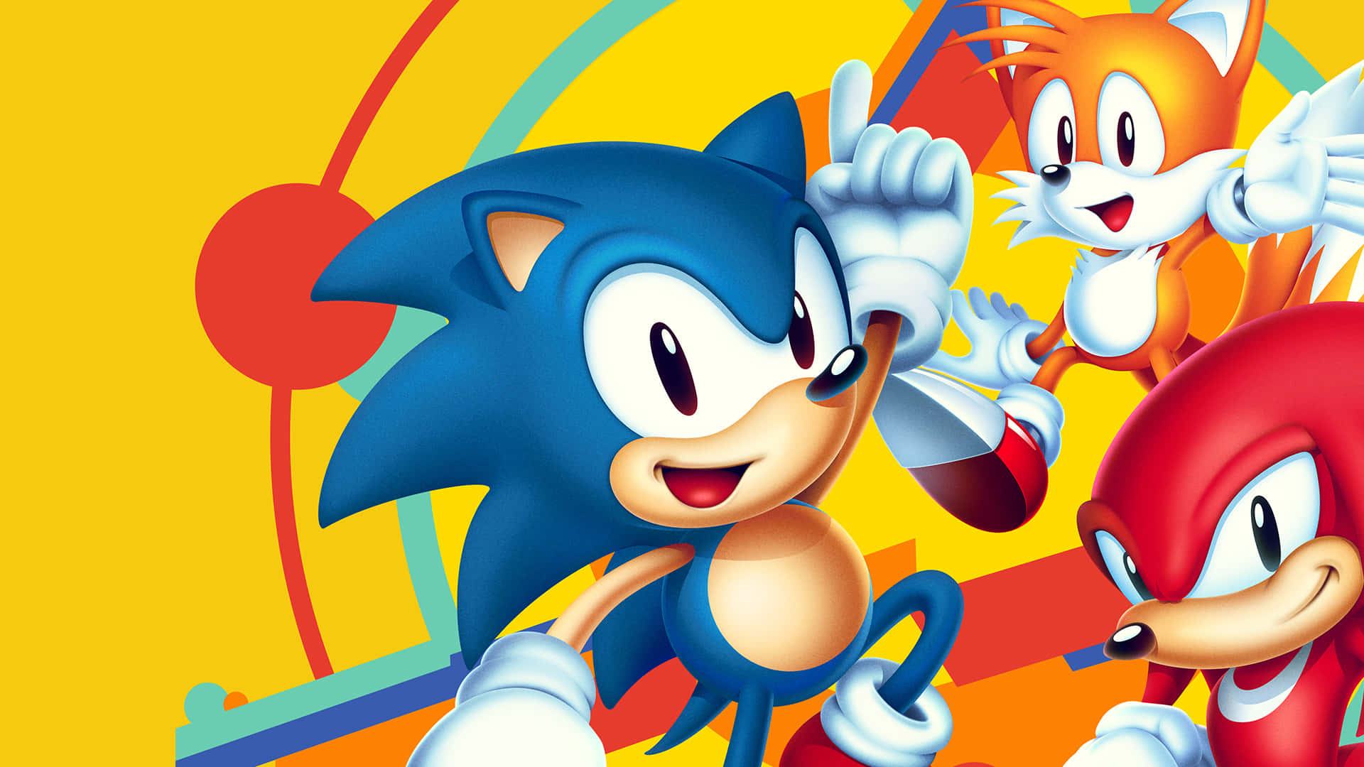 色彩繽紛卡通風格的 Sonic Tails 和 Knuckles