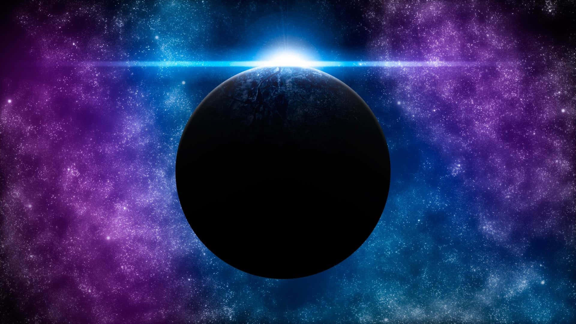 黑暗行星、多彩宇宙星雲、明亮星爆地平線