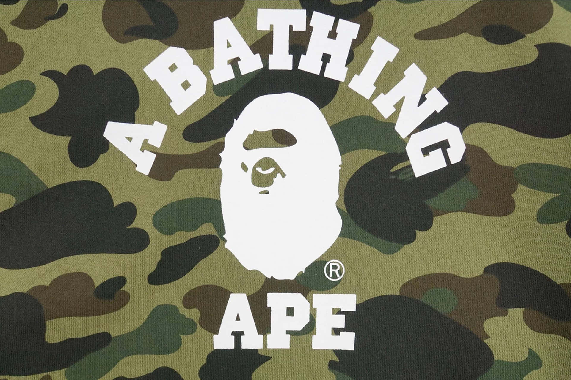 迷彩布料上的A BATHING APE標誌