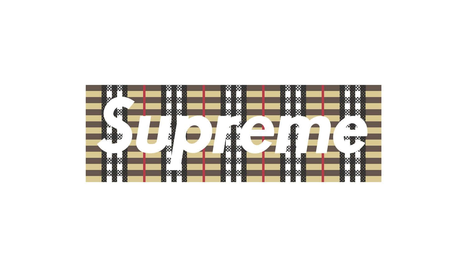 Supreme 標誌在 Burberry 格紋背景上