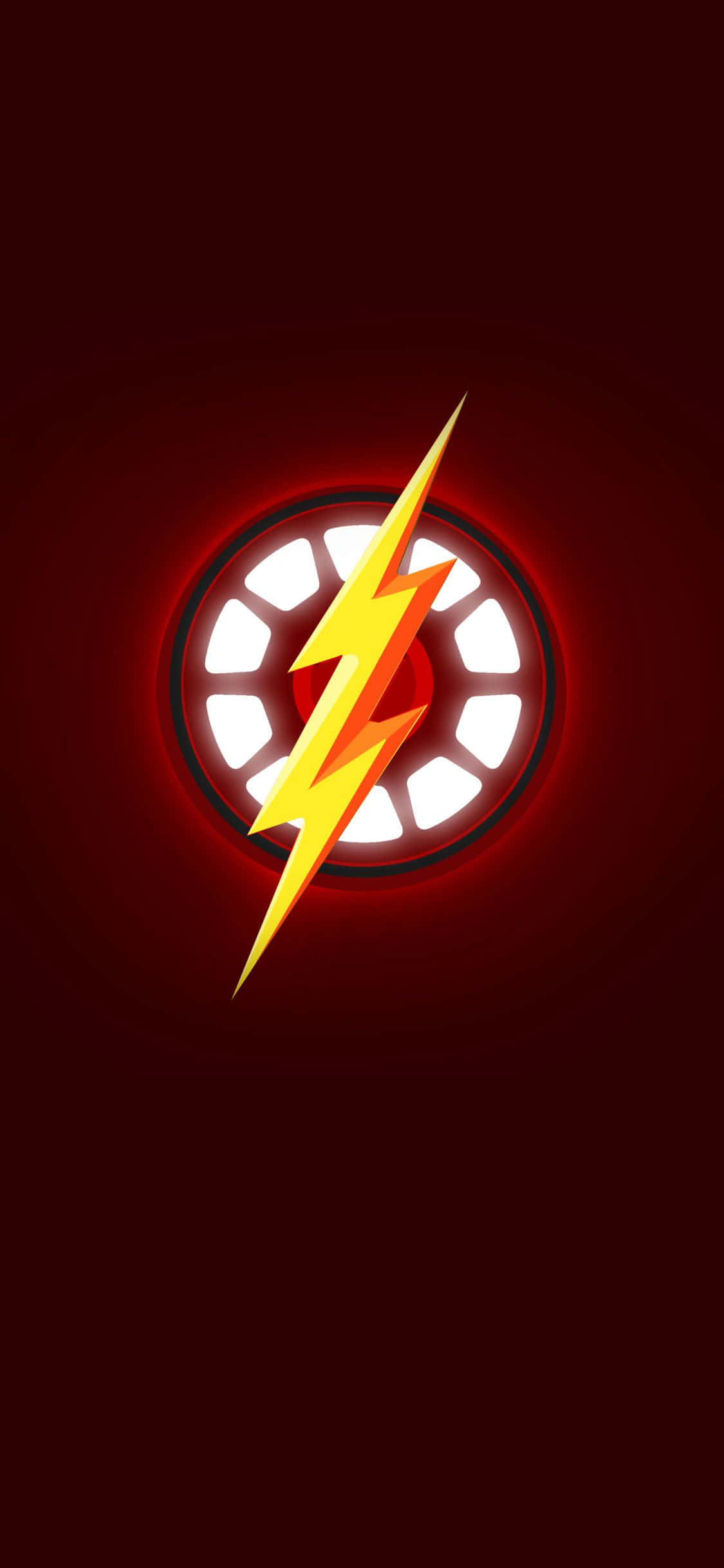 以CoolFlash增色您的數位世界 壁紙 — 一個發光的黃色閃電標誌，位於帶有白色扇區的紅色圓形背景中央。