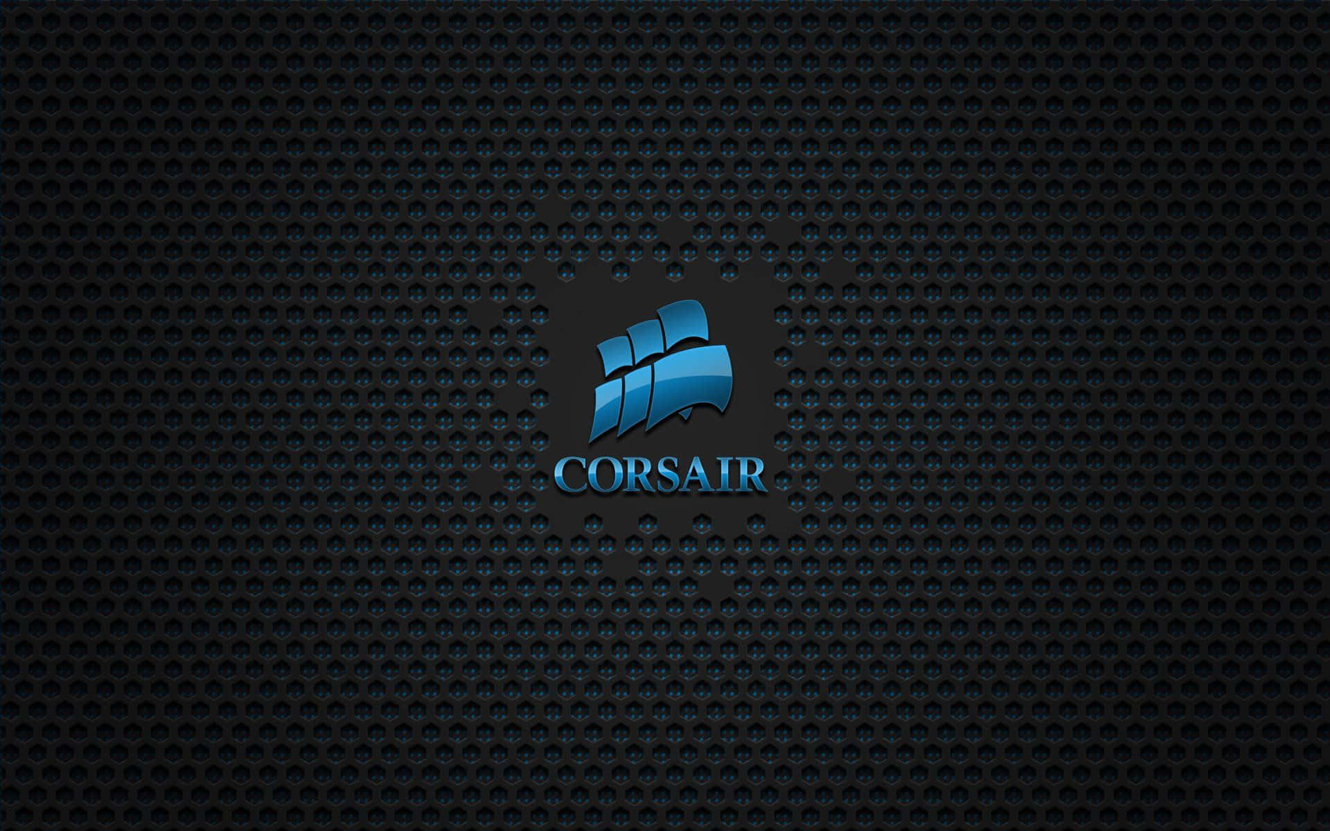 深色穿孔金屬背景上的Corsair標誌