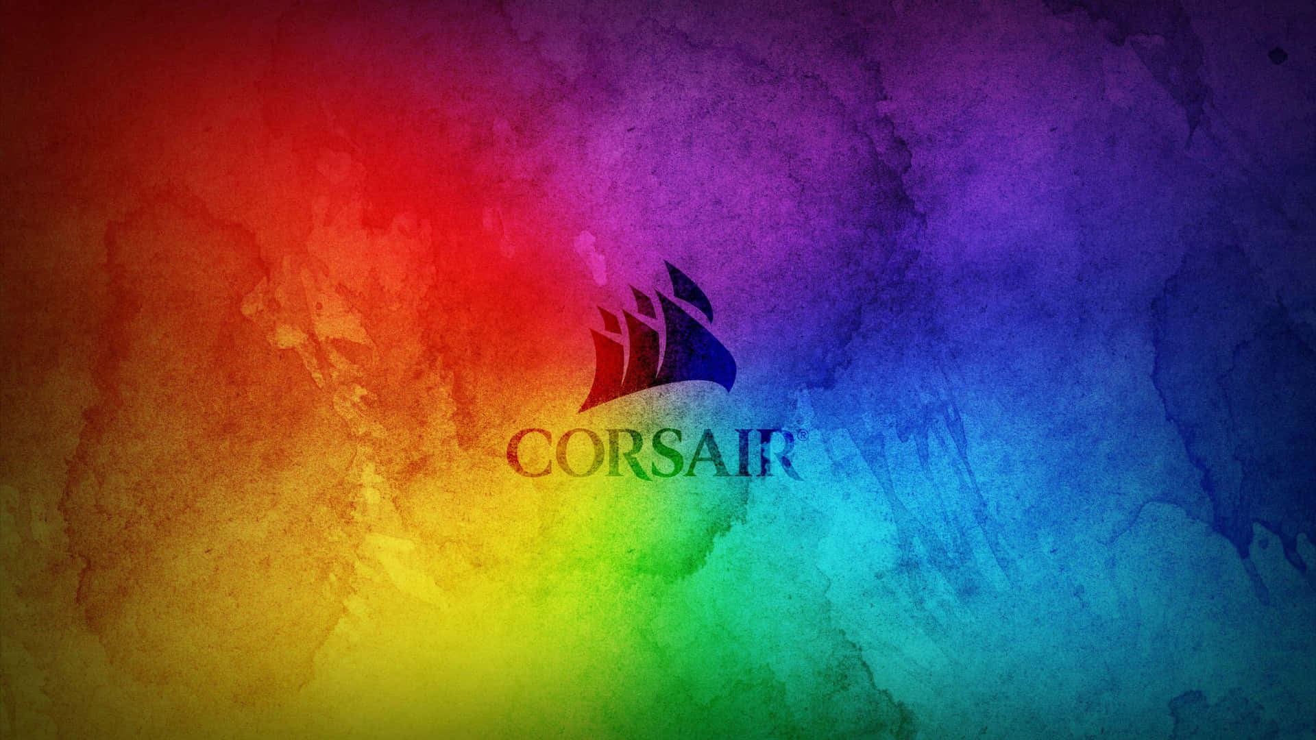 Corsair 標誌在彩色水彩彩虹背景上