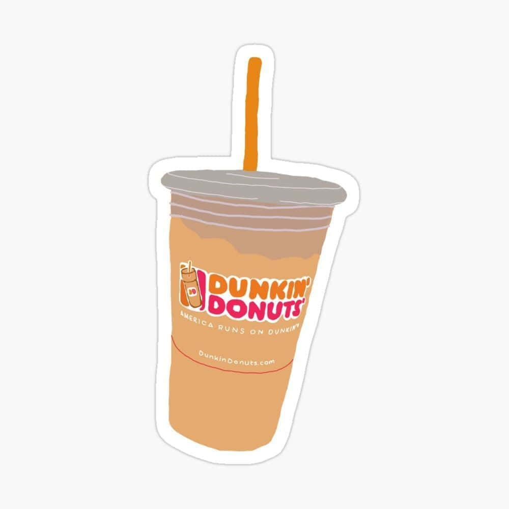 Dunkin' Donuts凍咖啡杯，有橙色飲管同標誌。