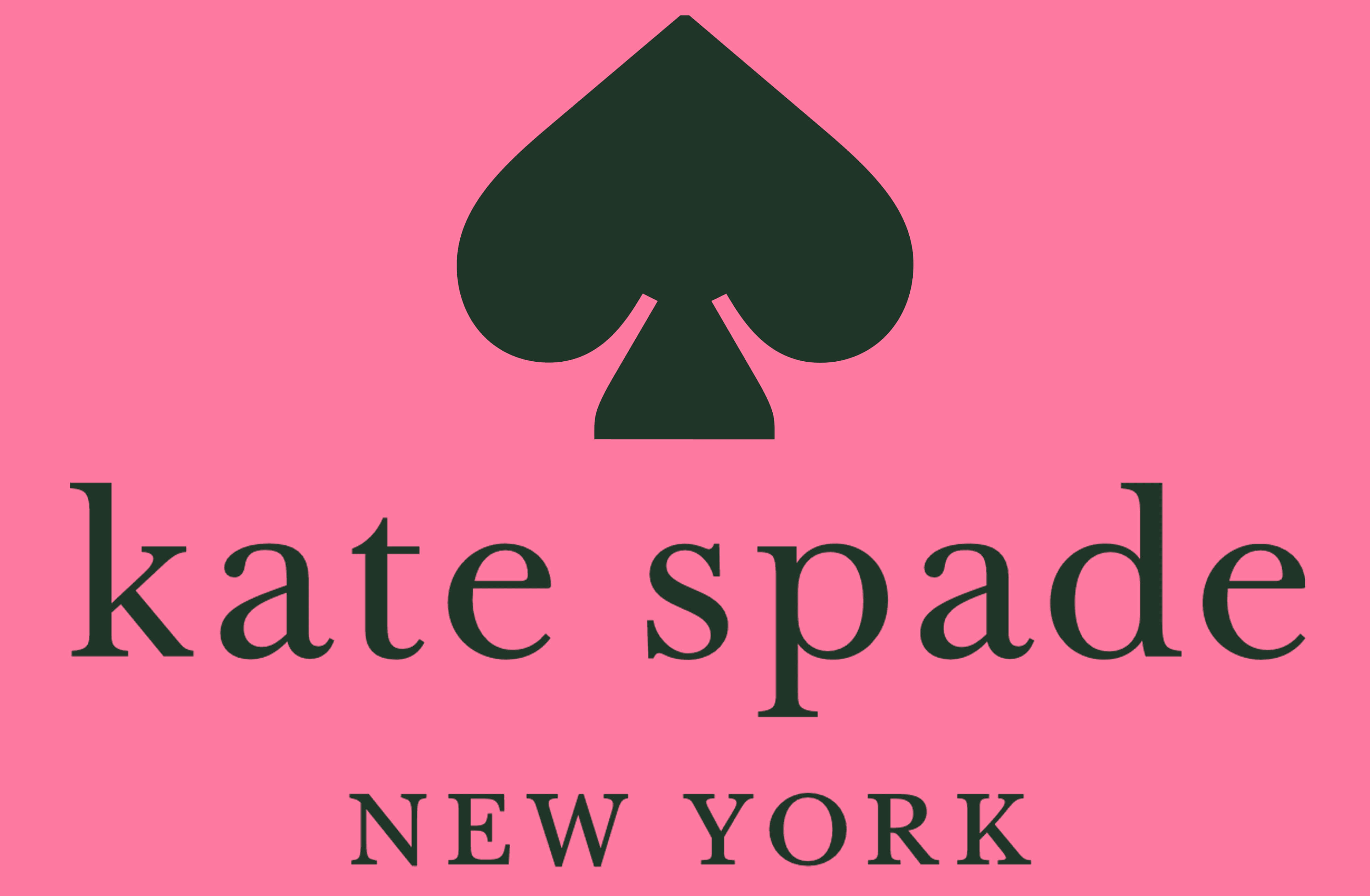 「以Kate Spade攜帶你的風格」 壁紙 — 在充滿活力的粉紅色背景上，一個大膽的黑色黑桃標誌和品牌文字。