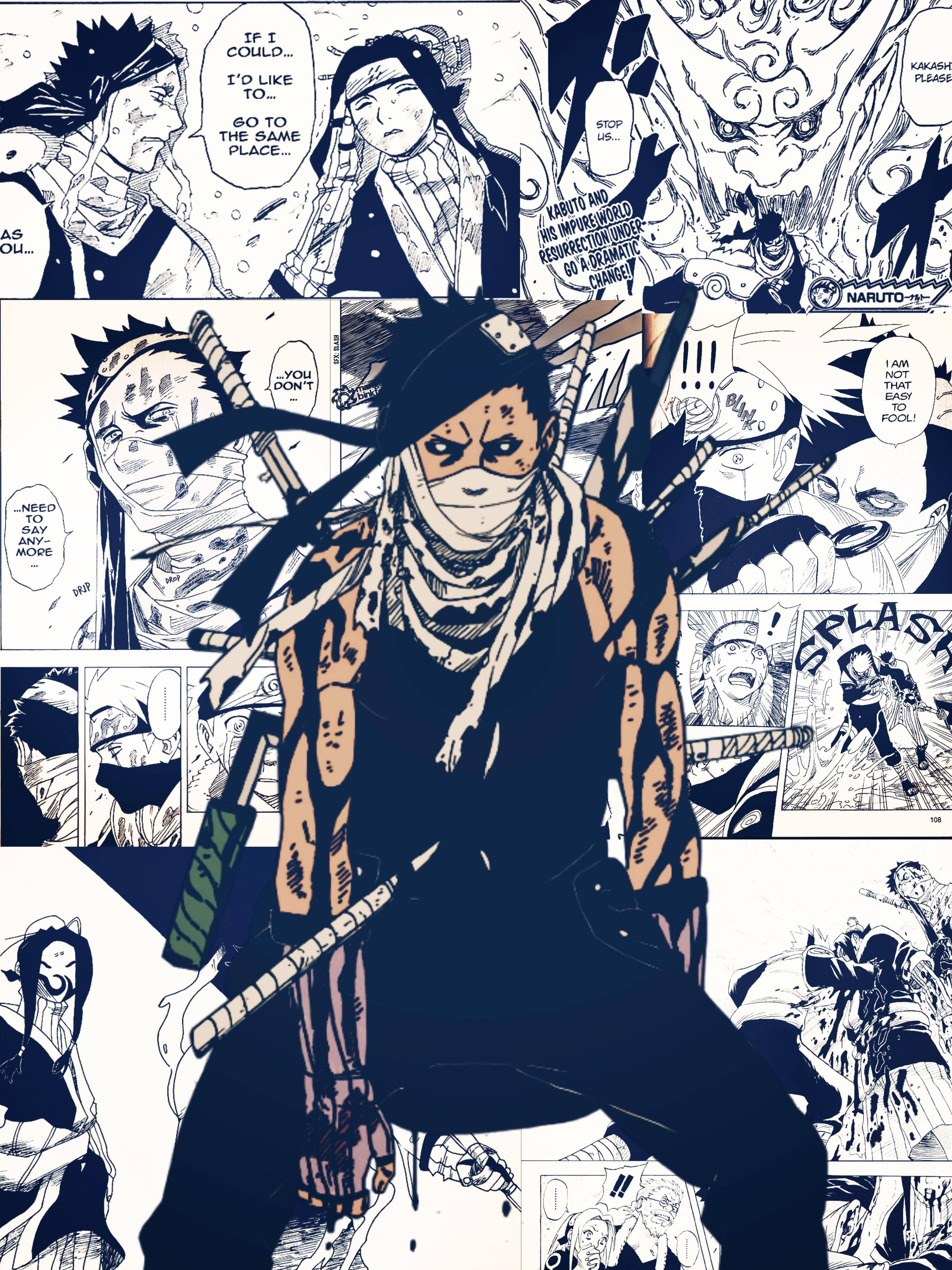 以Naruto Drip展現街頭時尚：面具風格 壁紙 — 一個以蒙面忍者揮舞刀劍、表情強烈、對話氣泡戲劇化為中心的動態動漫漫畫面板拼貼。