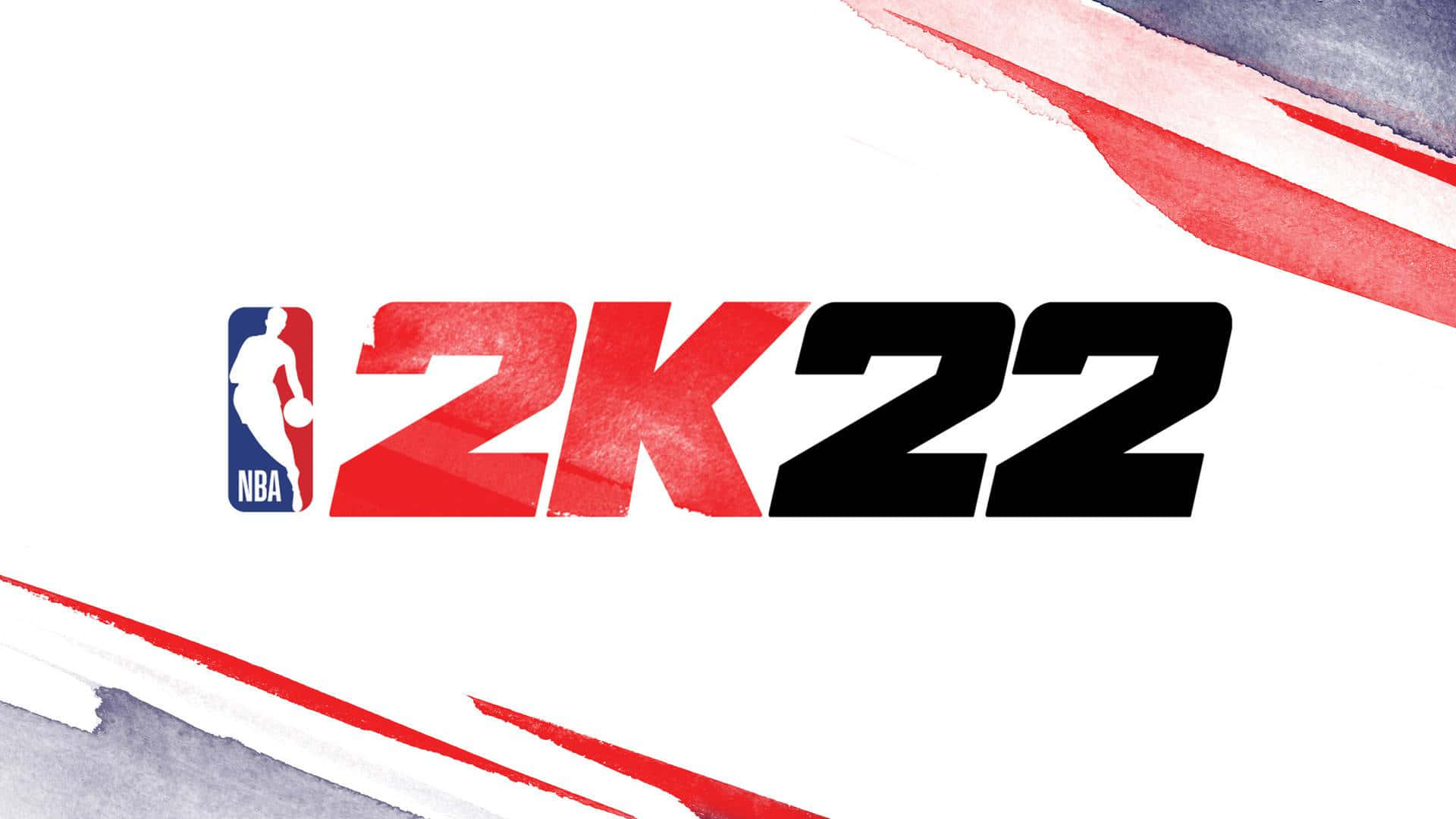 NBA 2K22電玩遊戲標誌，帶有紅黑文字和水彩筆觸。
