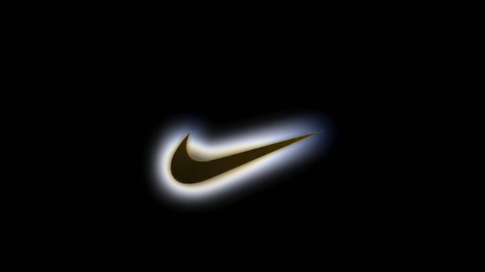 黑色背景上發光的金色Nike swoosh標誌