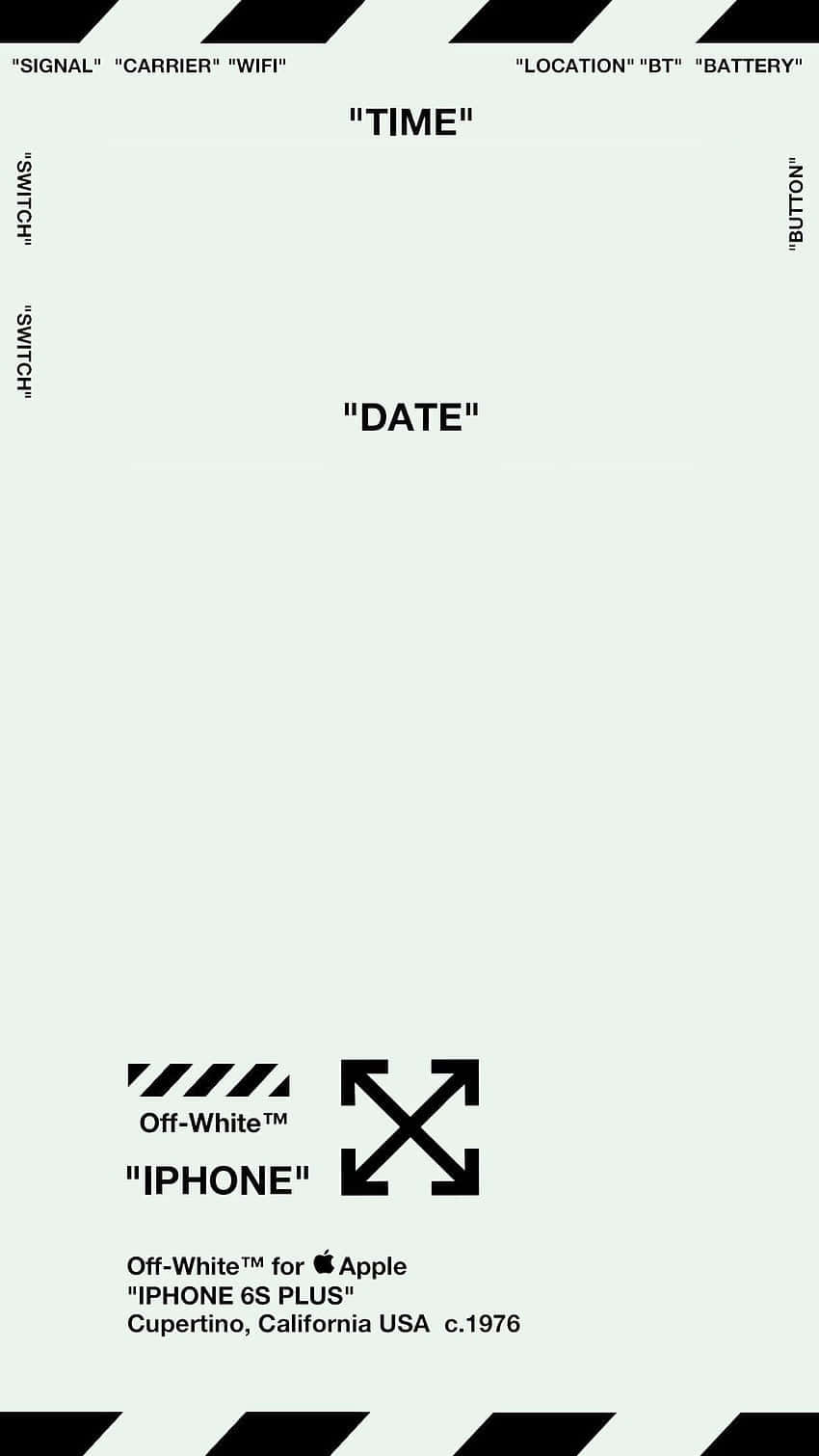 Off-White 品牌 iPhone 6s Plus 牆紙，帶有狀態欄標籤和位置信息。
