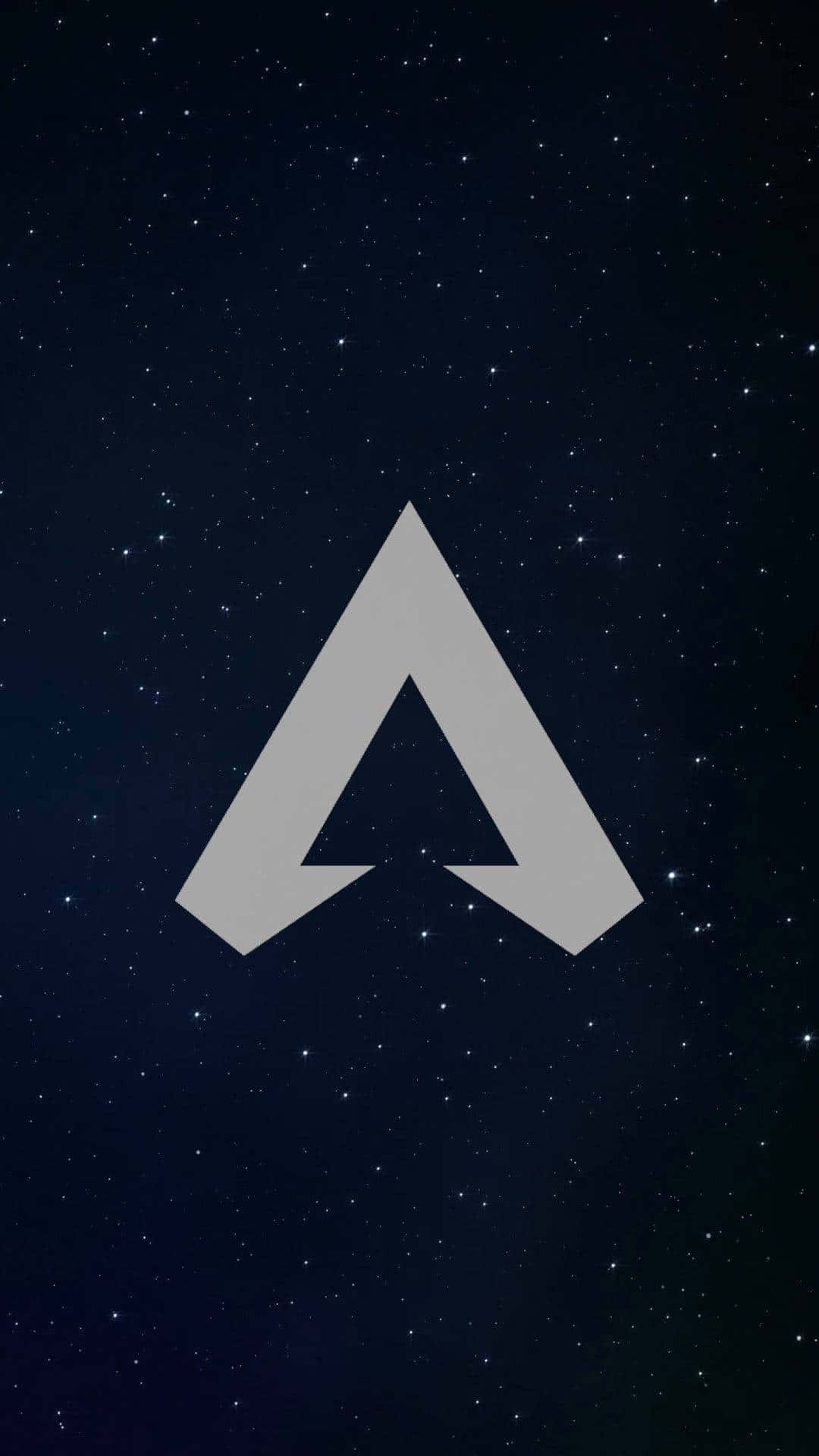 以Pixel 3征服戰場：《Apex英雄》 壁紙 — 一個極簡的灰色三角形標誌漂浮在深邃的星空夜空中，滿佈閃爍的星星。