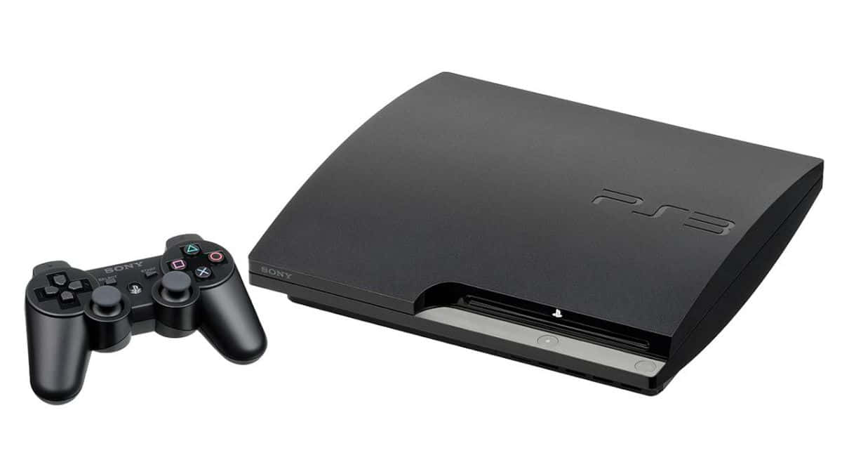 以PlayStation享受無限遊戲可能性 壁紙 — 黑色PlayStation 3主機和控制器在白色背景上以極簡工作室照明分離。