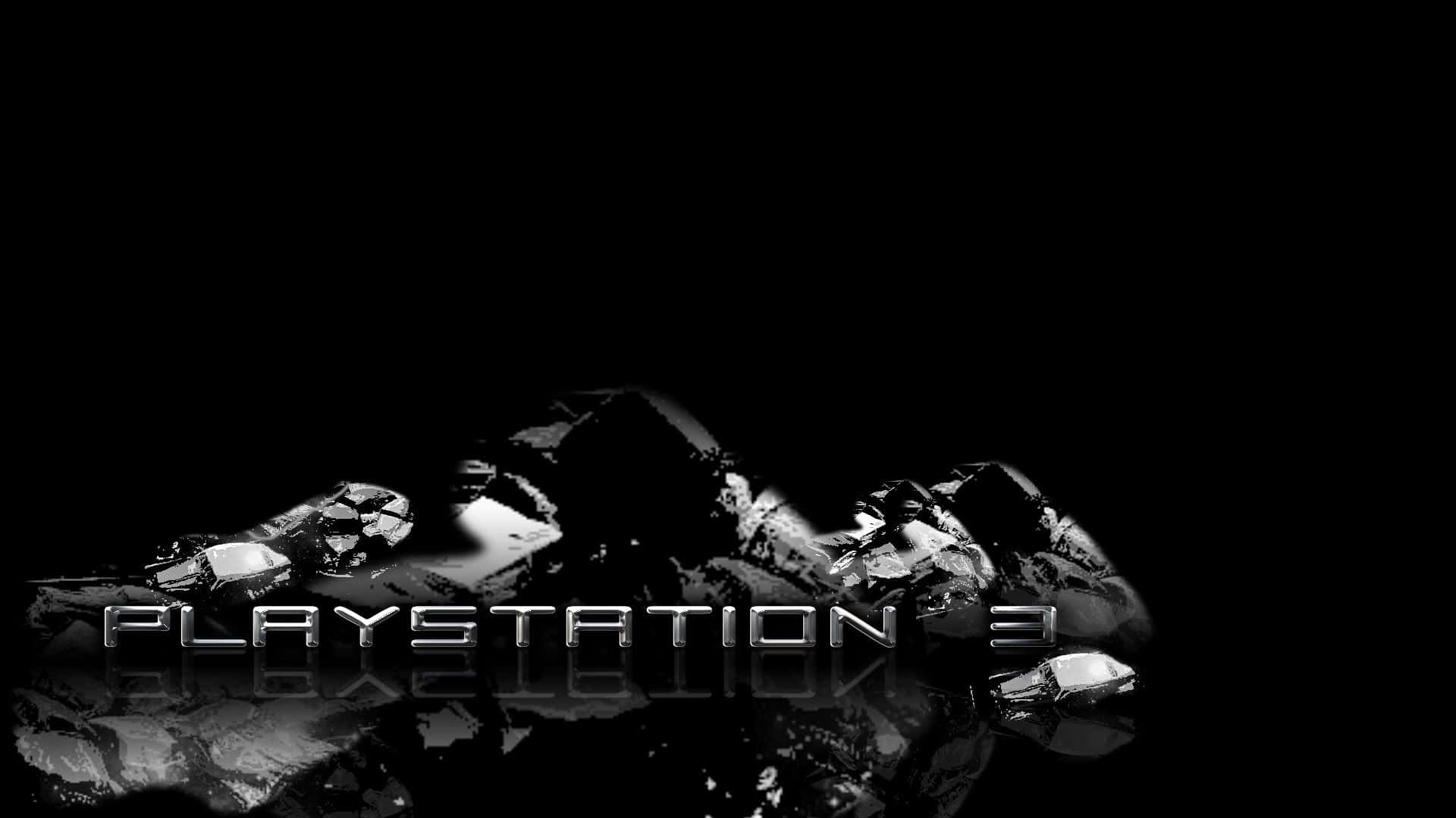PlayStation 3標誌在黑暗背景上帶有碎玻璃反射