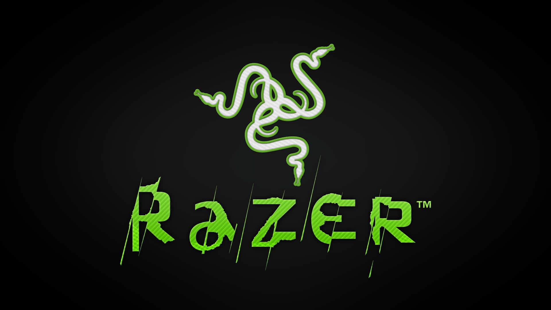 Razer標誌，綠色蛇和品牌名稱在深色背景上