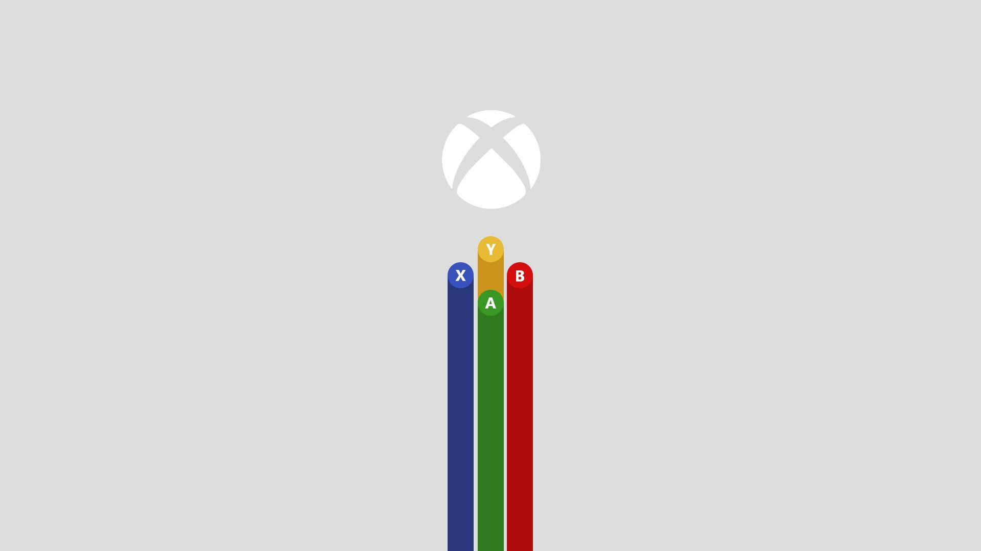 Xbox控制器按鈕X Y A B垂直對齊，上方有標誌。