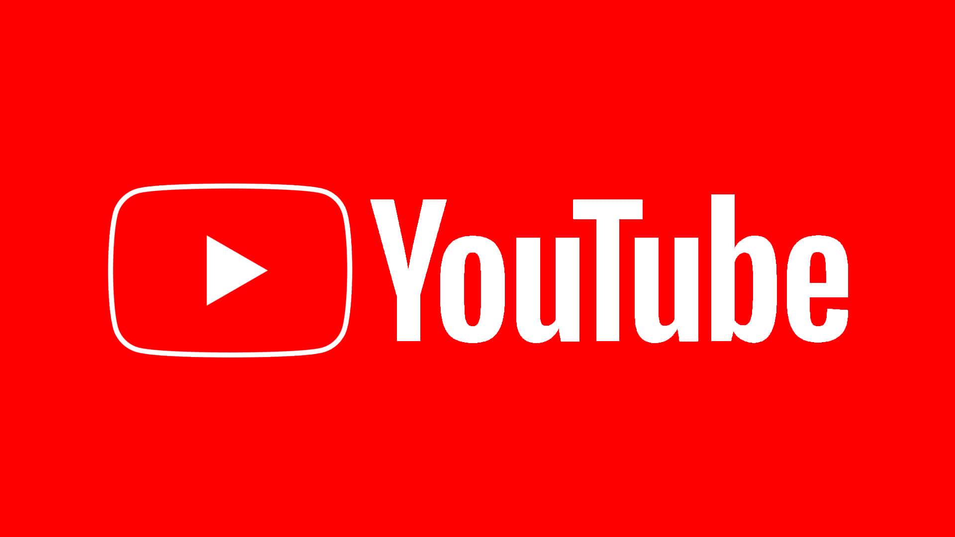 "以YouTube啟動創意" 壁紙 — 帶有白色播放按鈕和文字的YouTube標誌，在純紅色背景上。