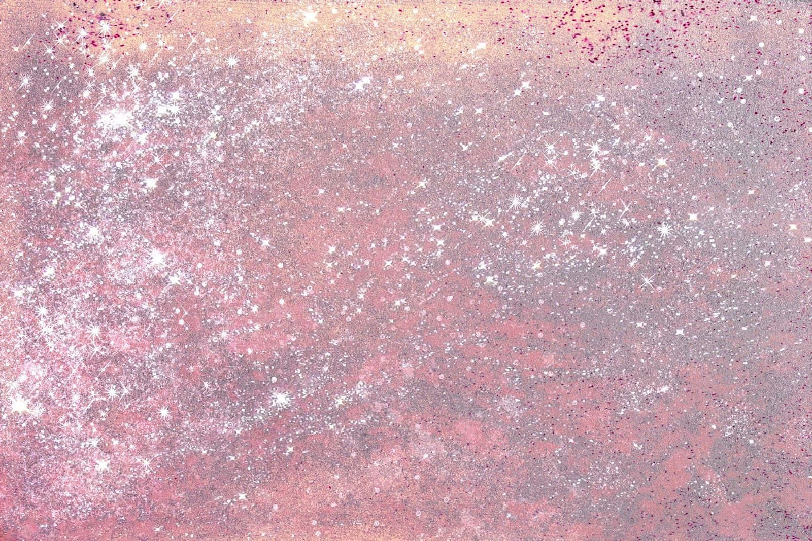 柔和的粉紅色和紫紅色紋理背景，散落著白色星爆和閃粉。