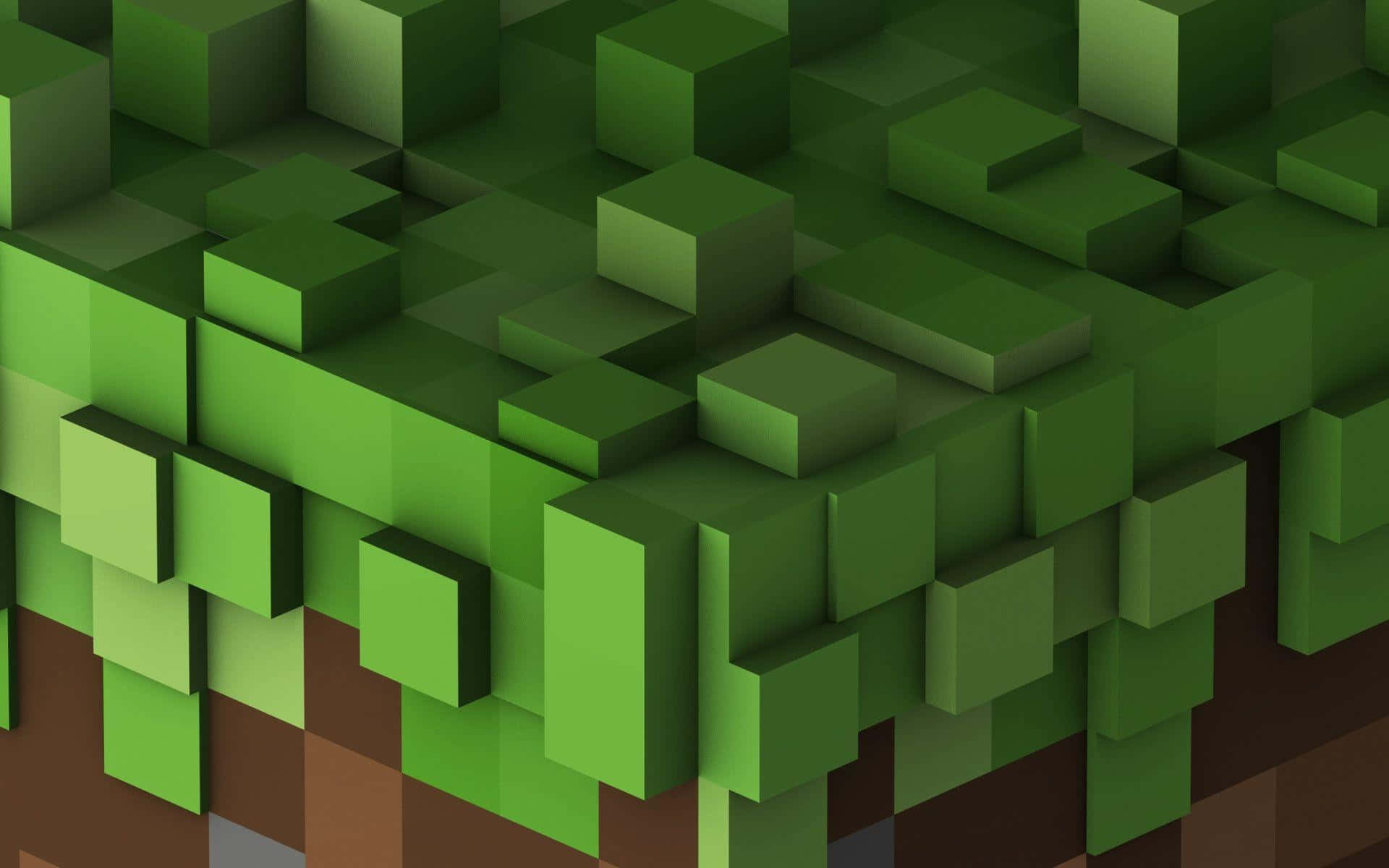 Best Minecraft 桌布 壁紙 — 以像素化3D風格特寫塊狀綠色草地地形，下方是土褐色土壤。