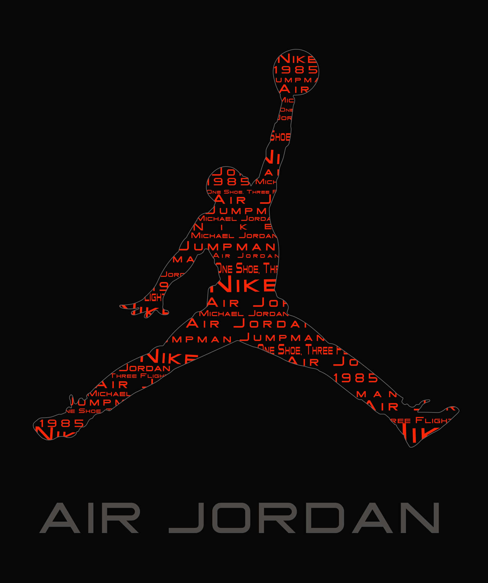紅色文字填充的米高佐敦入樽剪影，黑色背景，下方有「Air Jordan」文字。