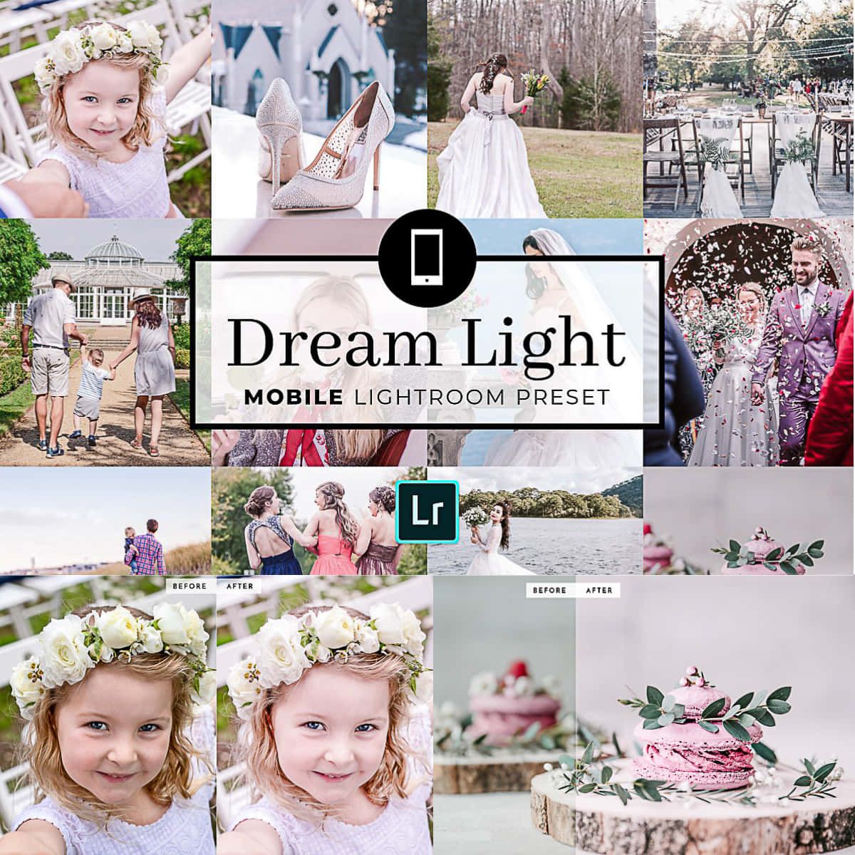 Dream Light 手機版 Lightroom 預設前後照片編輯範例。