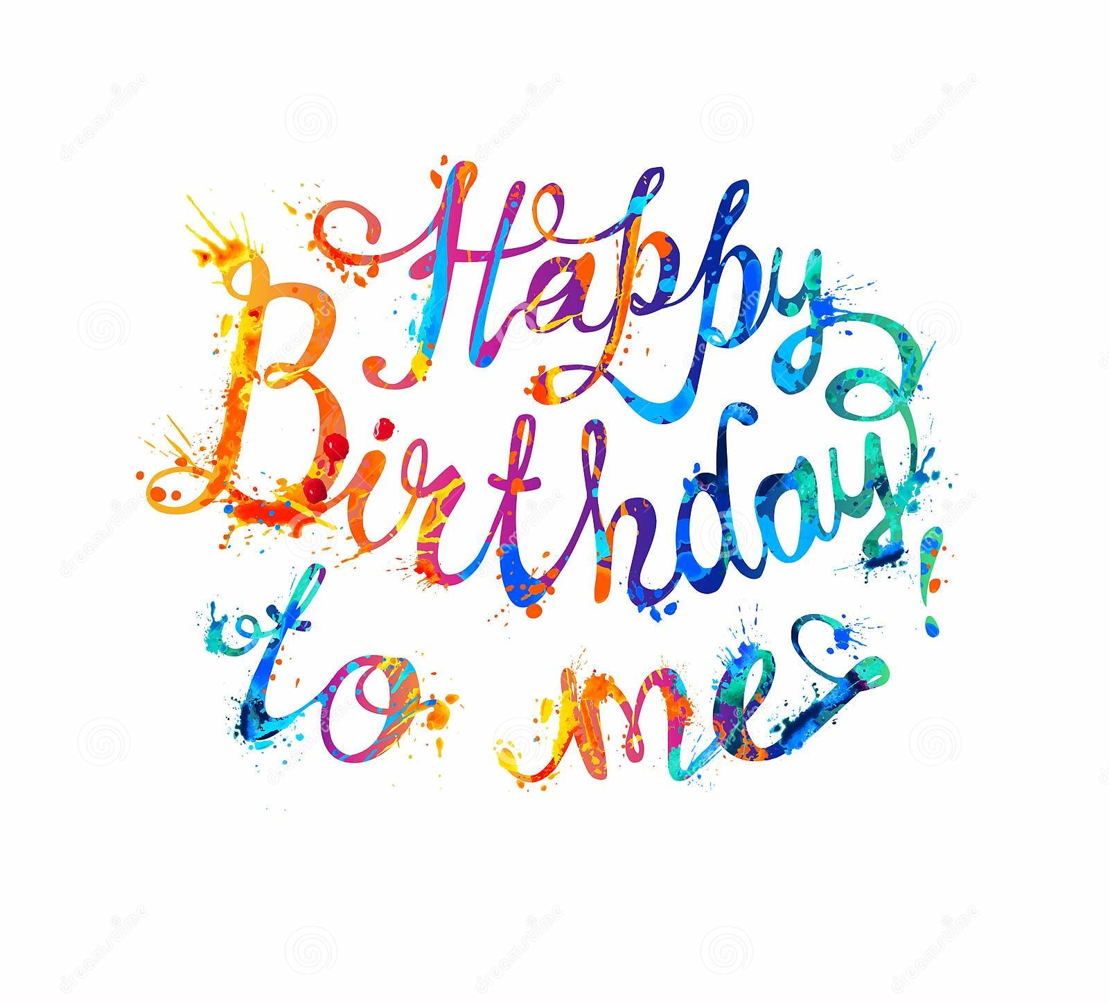 白色背景上帶有油漆潑濺的彩色生日祝福文字。
