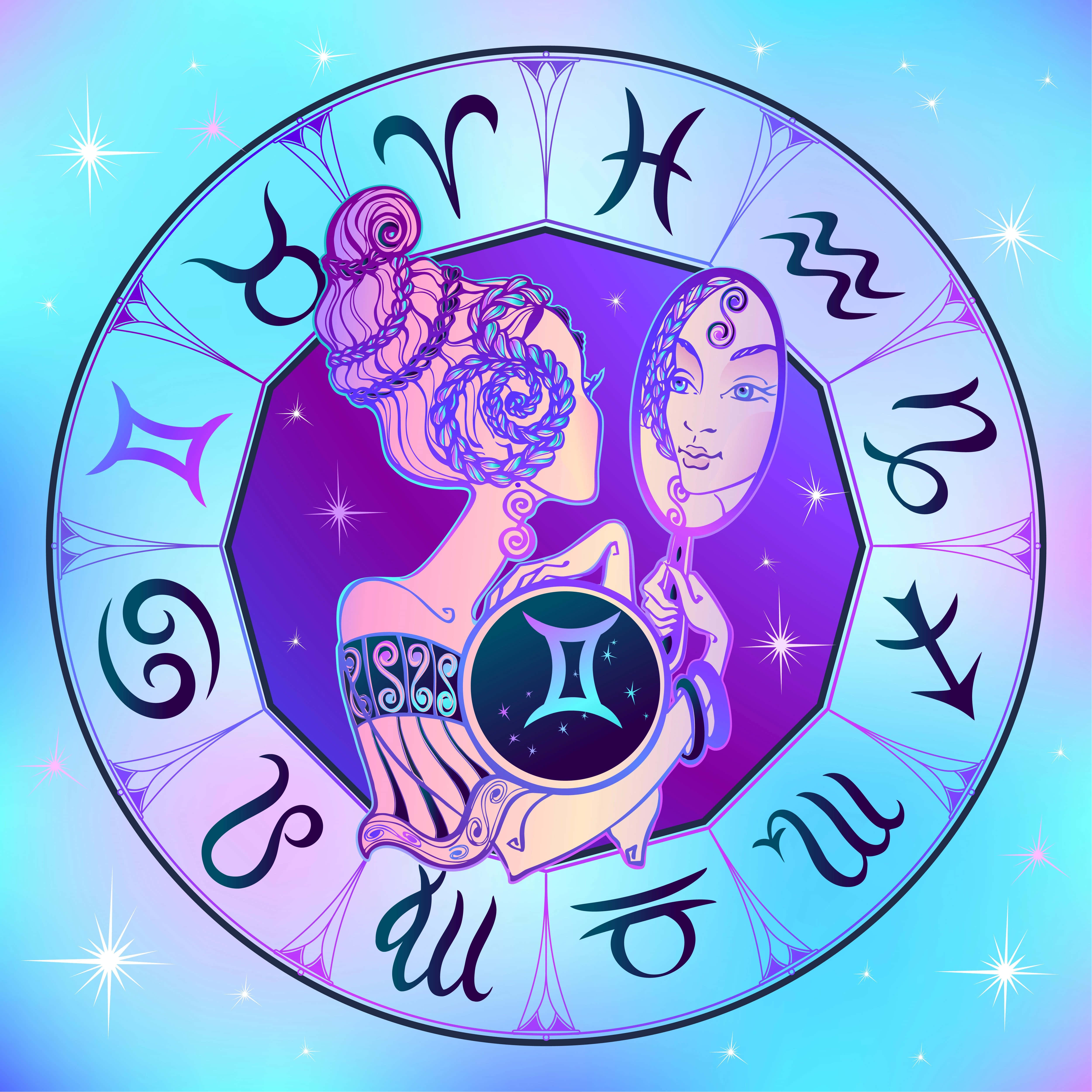 以女性為中心的星座圖案 壁紙