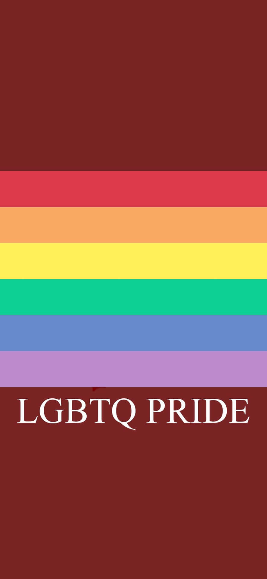 彩虹驕傲旗，紅色背景上帶有「LGBTQ PRIDE」文字。
