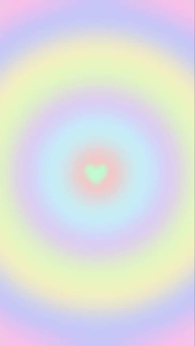 柔和粉彩漸變中心嘅發光心形。
