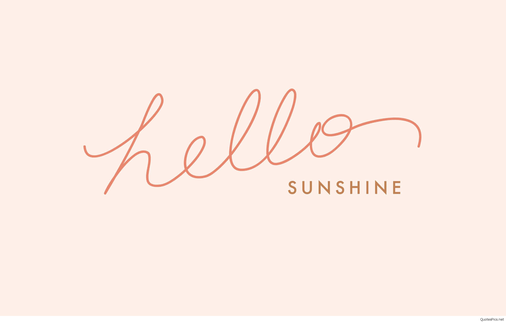 蜜桃色背景上以珊瑚色書寫的 hello sunshine 文字