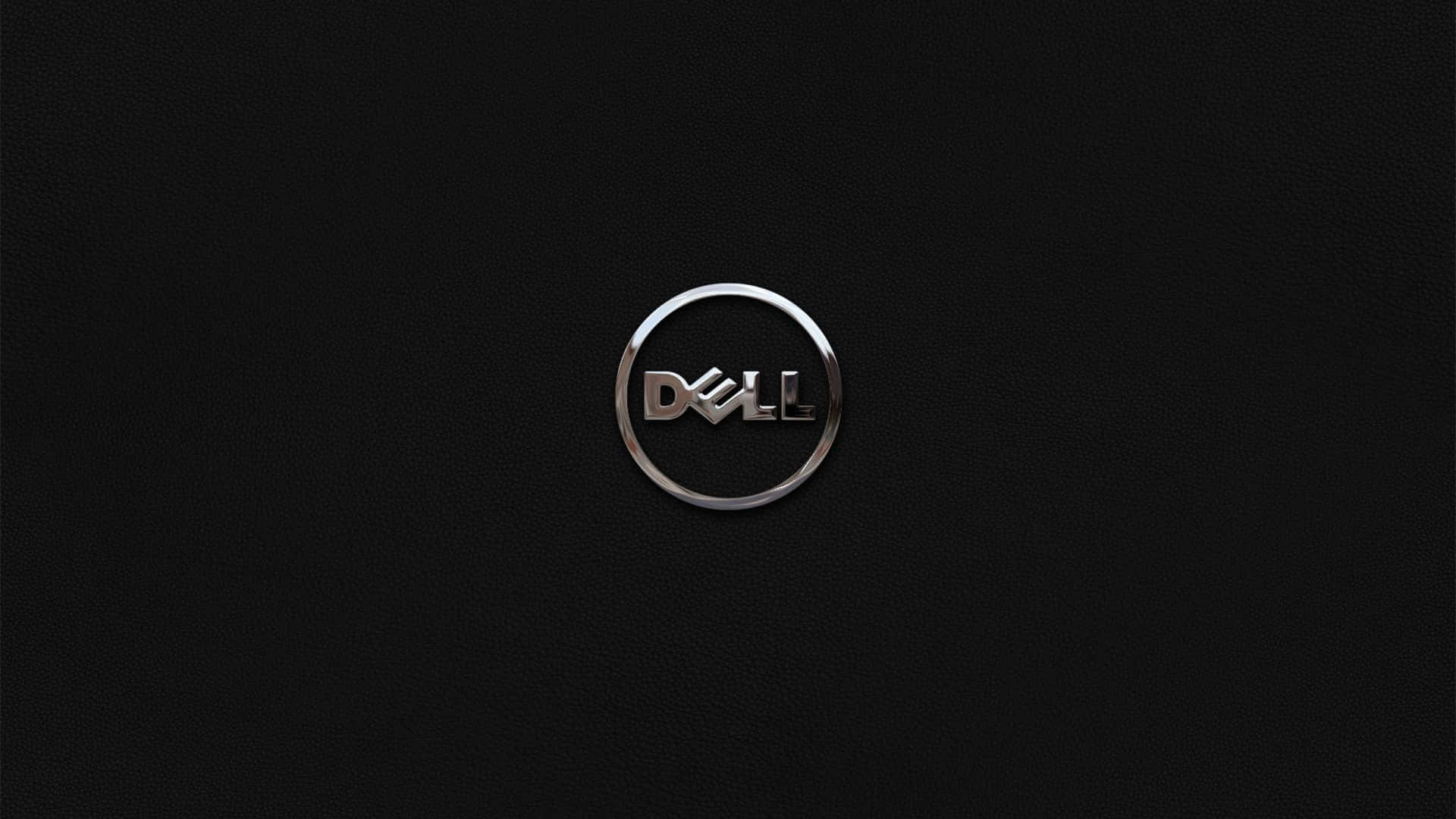 黑色皮革背景上的Dell標誌