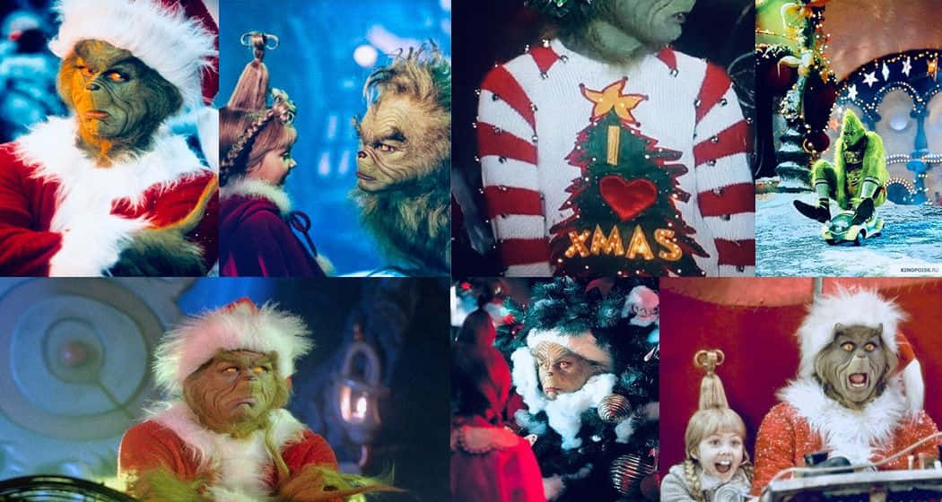 聖誕怪傑穿著紅白聖誕老人服裝，搭配聖誕樹毛衣和雪橇。