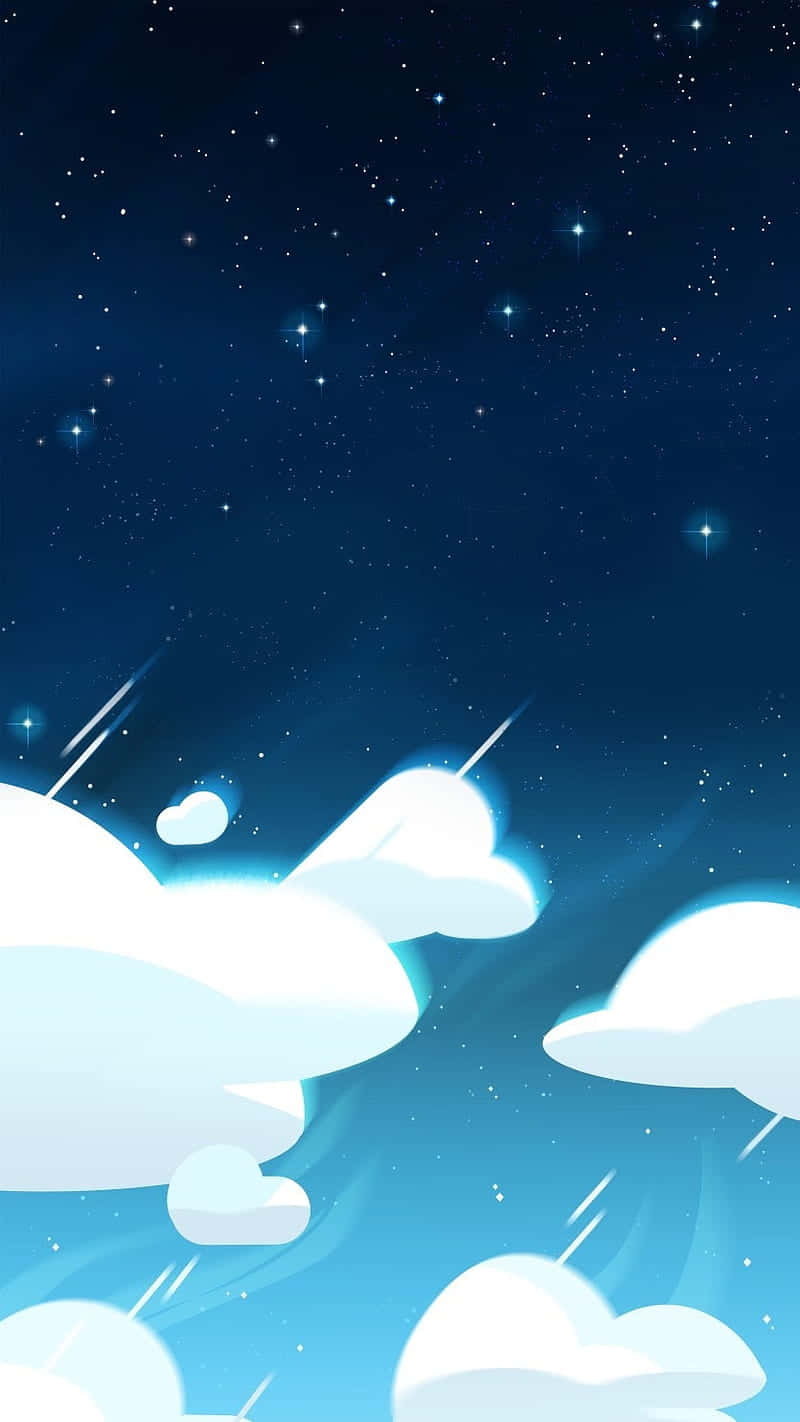 發光的雲朵在光線溫柔的星空下漂浮。