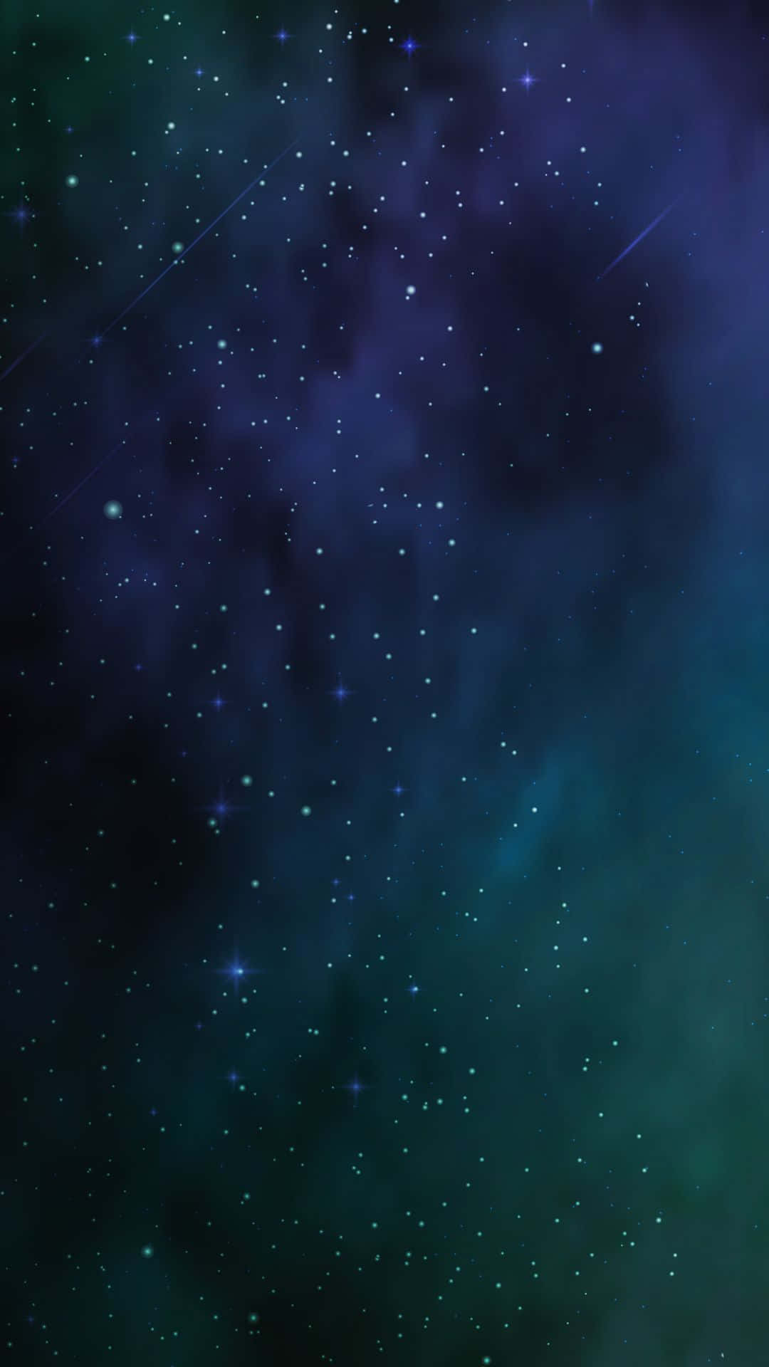 深藍綠色和靛藍色中帶有發光星雲和流星的星空。