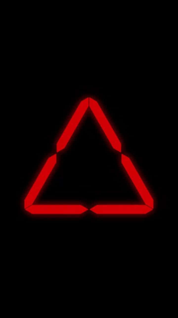 以歡樂與趣味慶祝 Bastille 日 壁紙 — 一個發光的紅色三角形輪廓在純黑色背景上脈動，邊緣鋒利幾何。