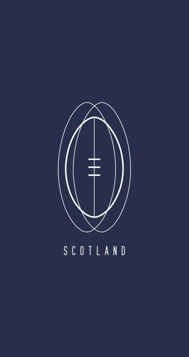 Scotland Rugby 桌布 壁紙 — 以海軍藍背景為襯，中央放置簡約白色線條的欖球圖案，下方有Scotland字樣。