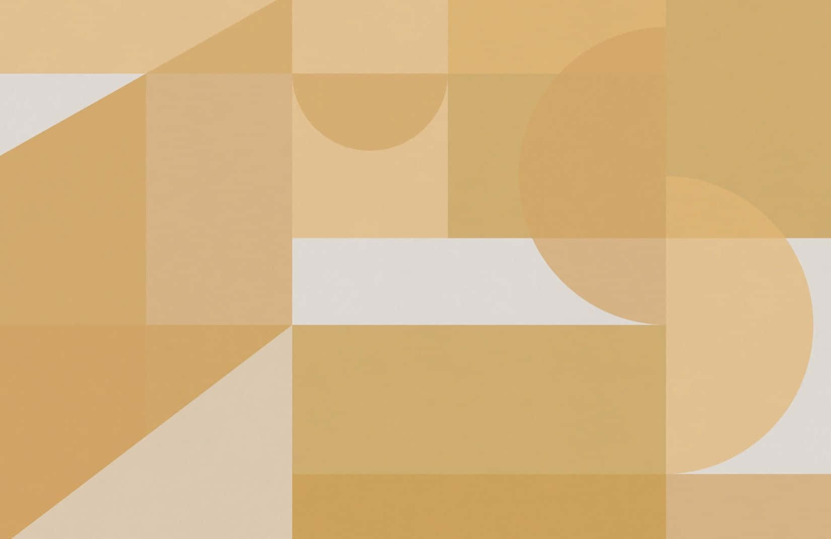 Yellow Geometric 桌布 壁紙 — 以溫暖的米色和奶油色調重疊幾何形狀的極簡抽象構圖。