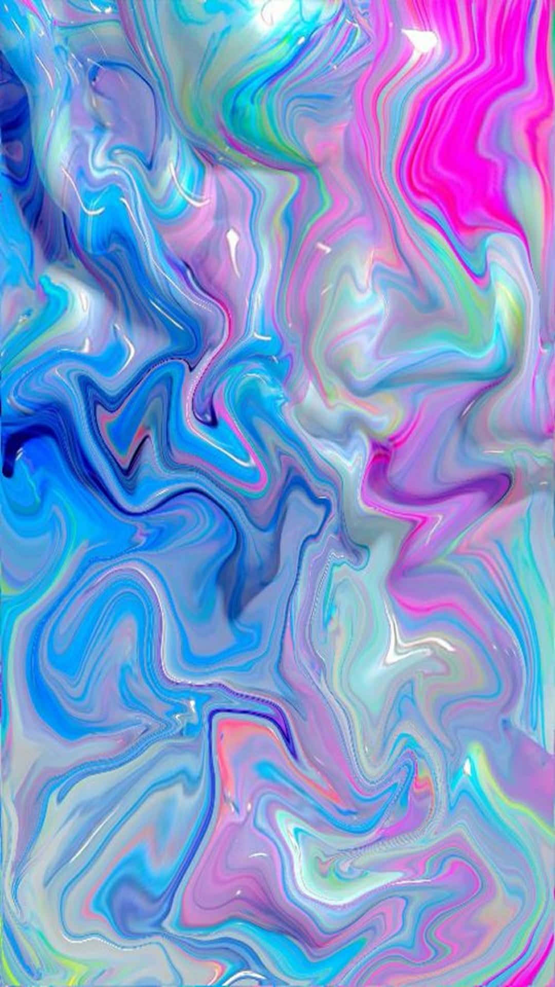 動態抽象藝術作品，帶有漩渦霓虹色彩和光澤質感。