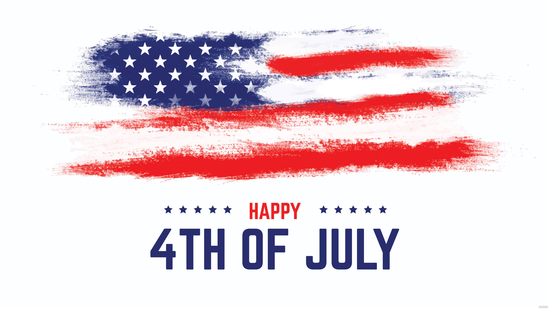 Happy 4th of July 文字搭配筆觸美國國旗設計。