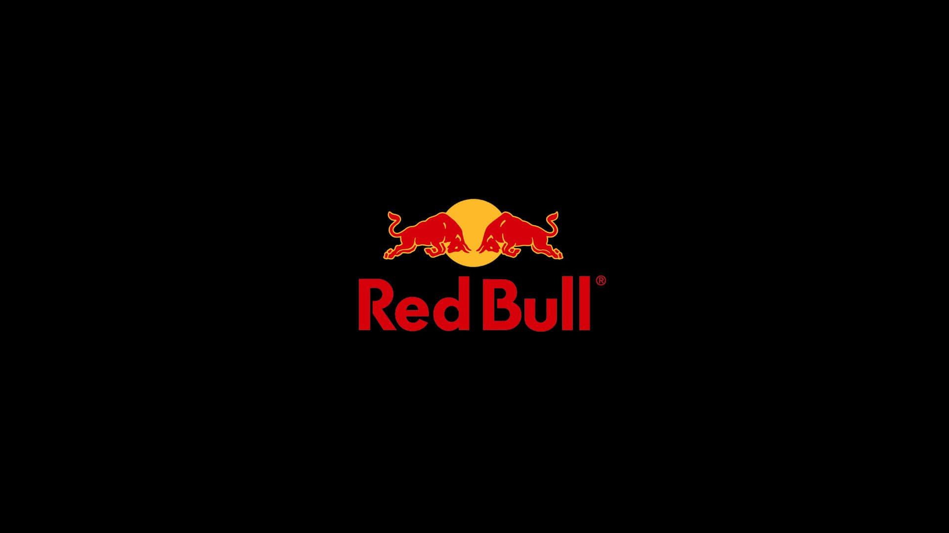Red Bull 標誌，兩頭紅色公牛在黑色背景上衝向黃色太陽。