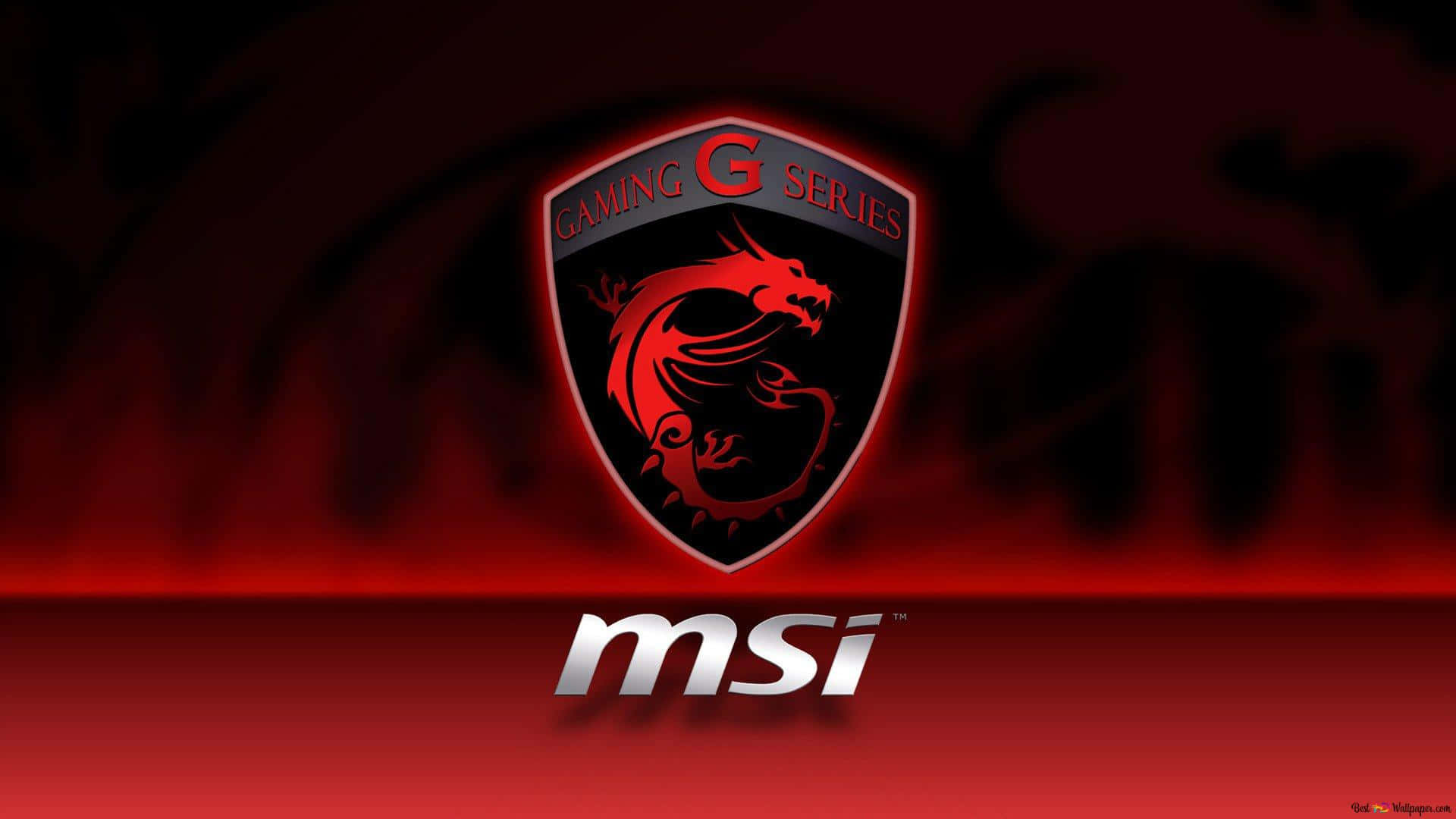 MSI Gaming G Series 標誌，喺深紅色背景上有紅色龍形徽章。