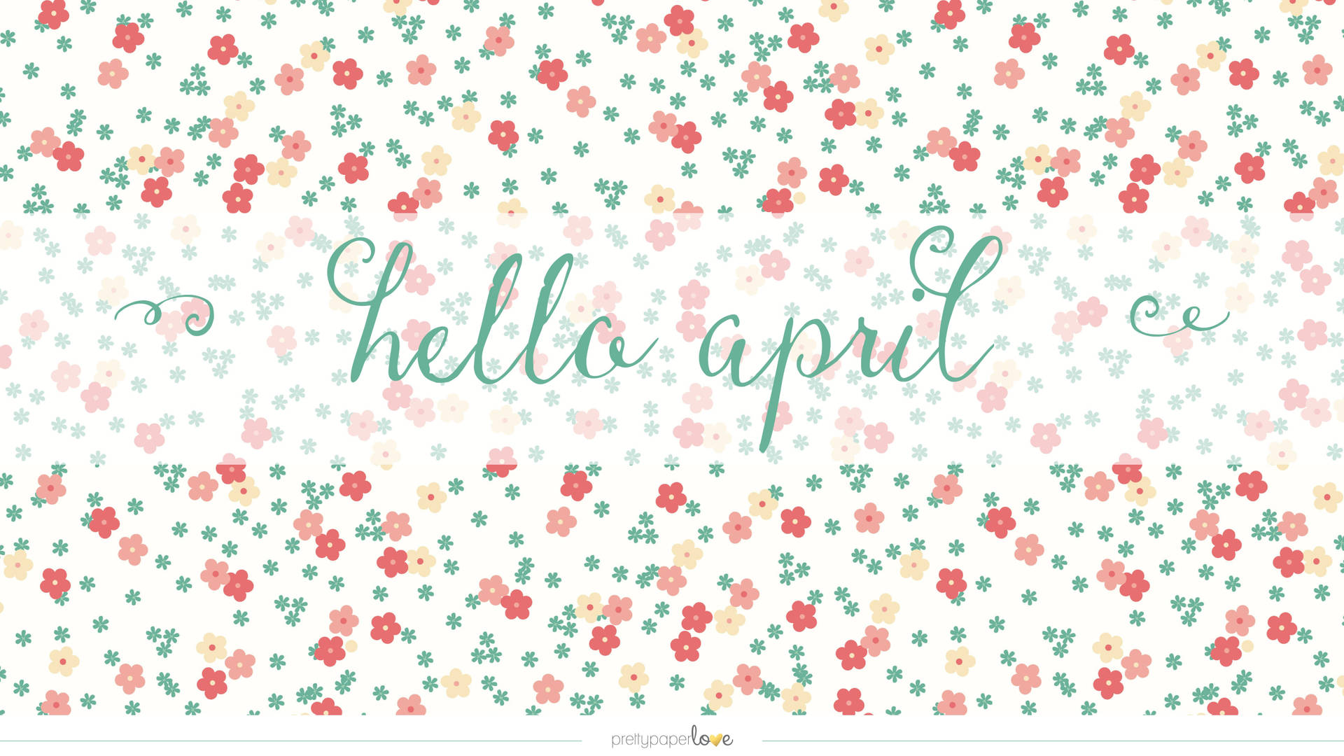 帶有花卉圖案背景的hello april問候。