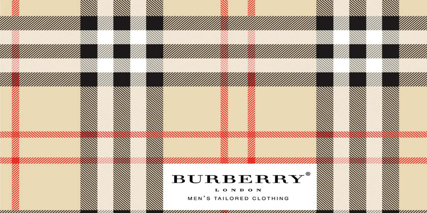 Burberry 男裝訂製服飾標誌，置於經典格紋圖案背景上。