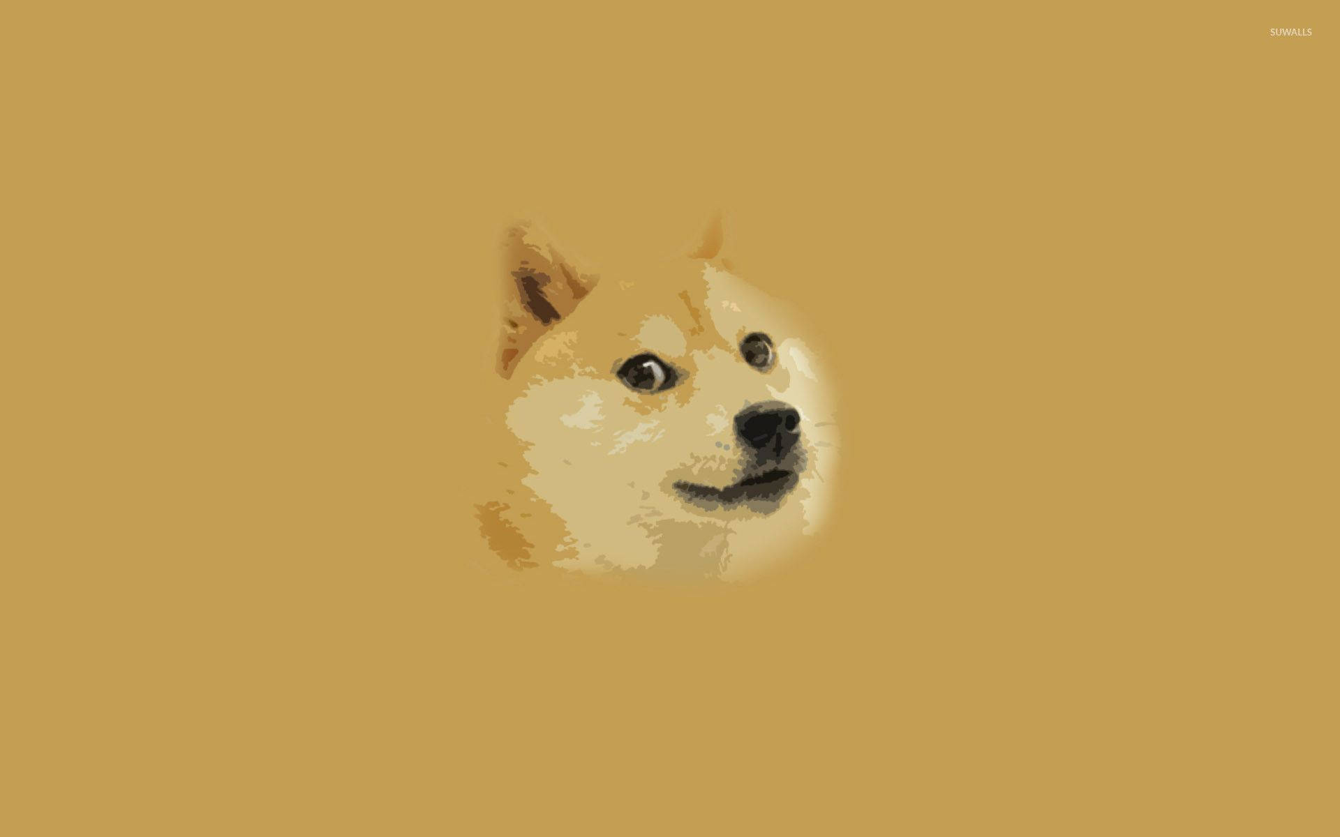 像素化柴犬狗臉在芥末黃色背景上