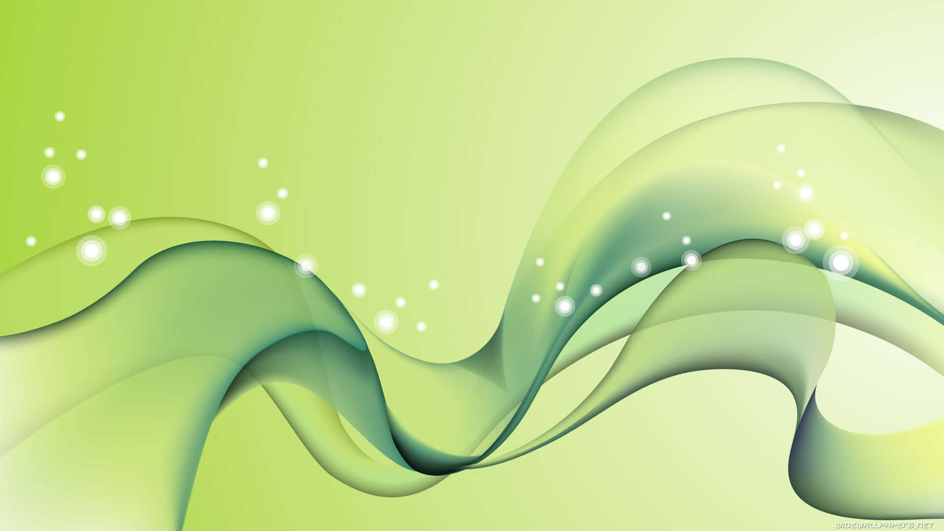 帶有發光球體的抽象綠色波浪設計